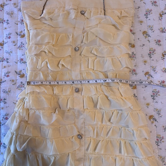 NWT Juju Butter Yellow Sleeveless Ruffle Mini Dress Size XS-S Jeweled Button-Up - Picture 6 of 9